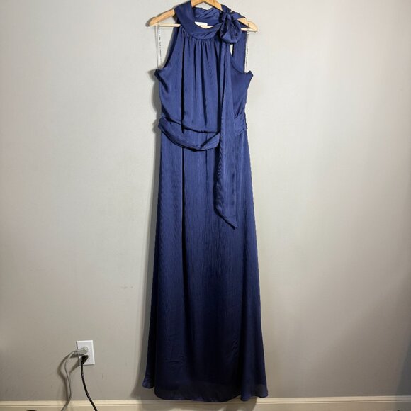 Sachin & Babi Kayla Crinkled Georgette Maxi Gown Women's 12 Deep Cobalt NWOT - Picture 7 of 16